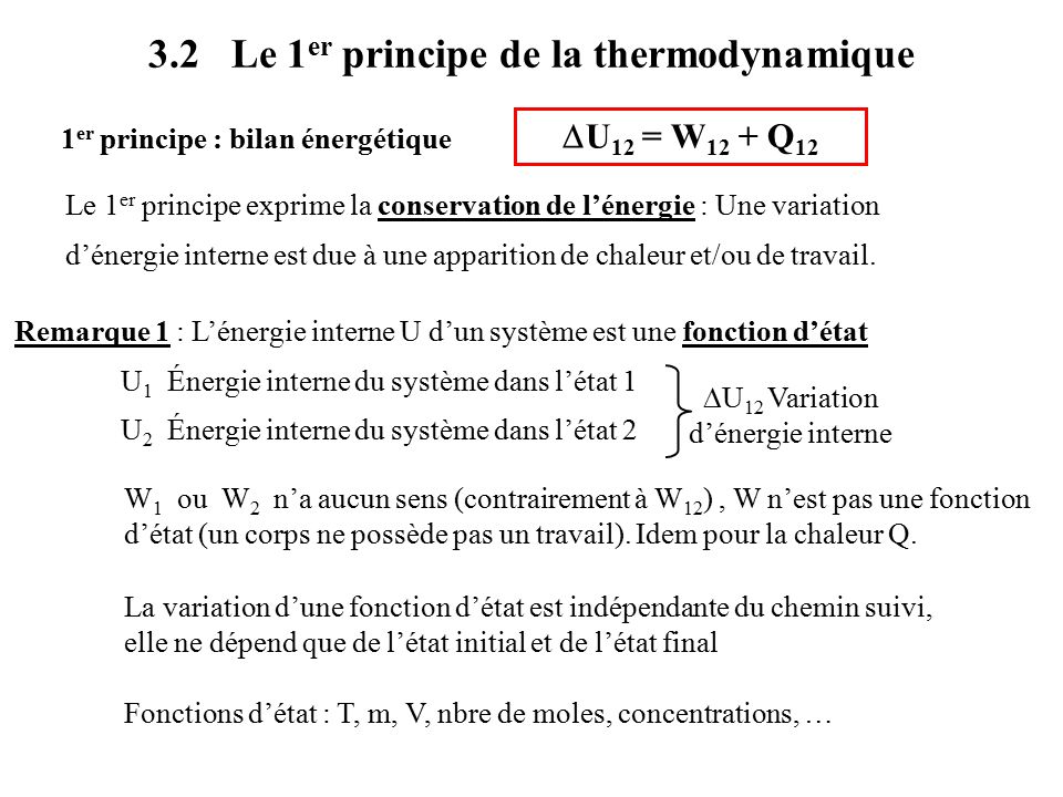 Cours 3 Premier Principe De La Thermodynamique Ppt Video Online